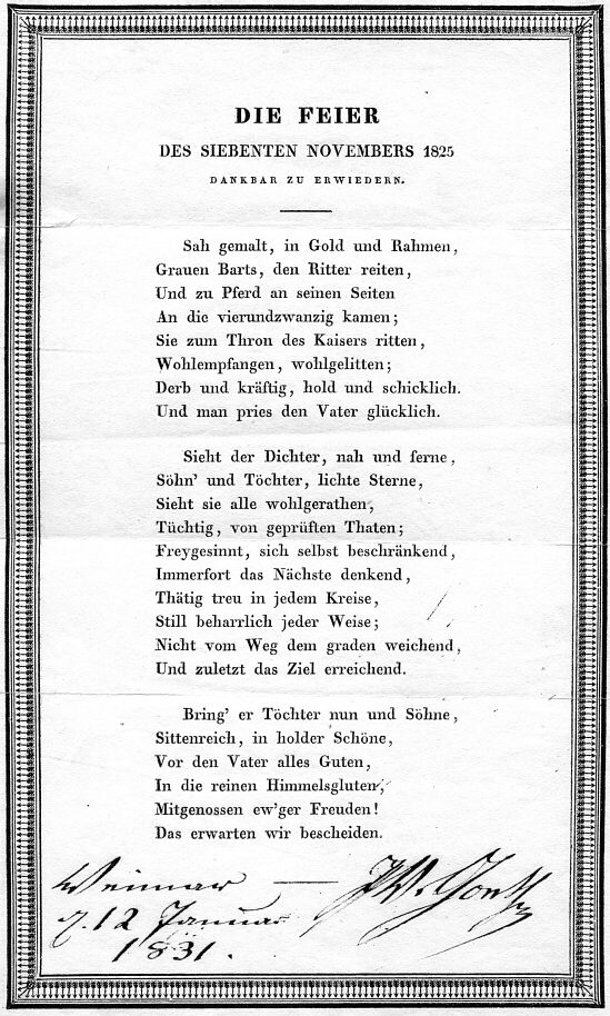 Gedicht mit Autograph